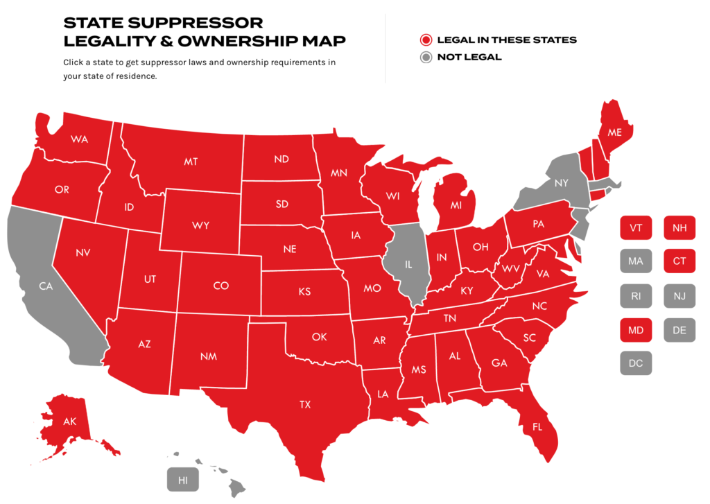 Silencer Centrals content hub on silencer legality by state